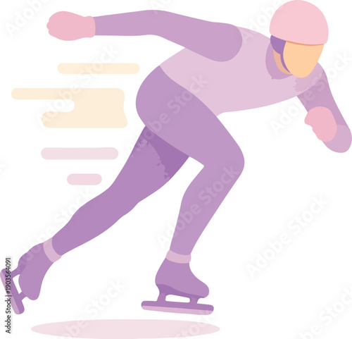 Speed skater in action with motion blur skating sport