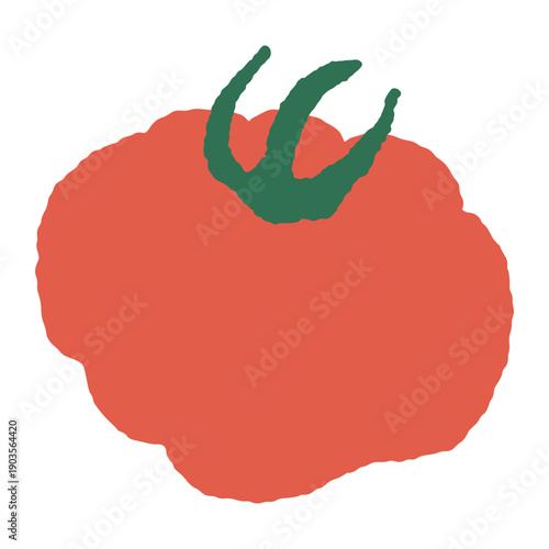 Red tomato illustration. Flat vector with simple bold shapes