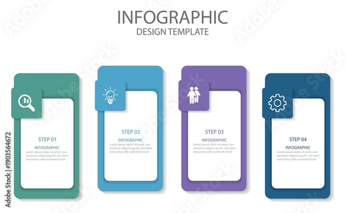 Business infographic process with thin line template design with icons and 4 options or steps. Infographic design layout. 