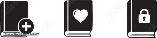 Book Add Book Heart Book Lock Education Icon
