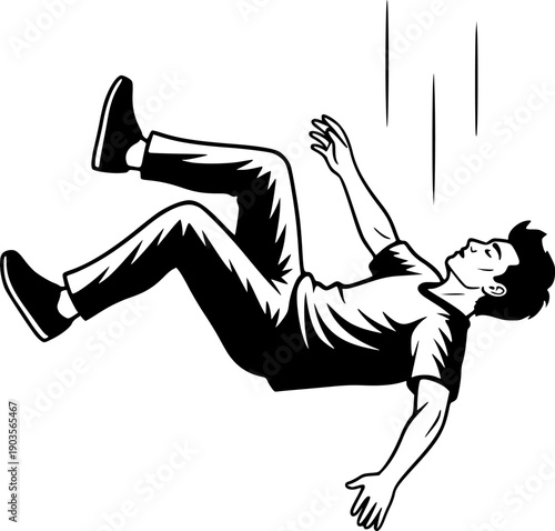 Person falling to the ground experiencing a sudden collapse or fainting episode
