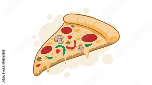 Pizza Vector Illustration. A hand drawn vector illustration of a delicious pizza, isolated on a simple background.