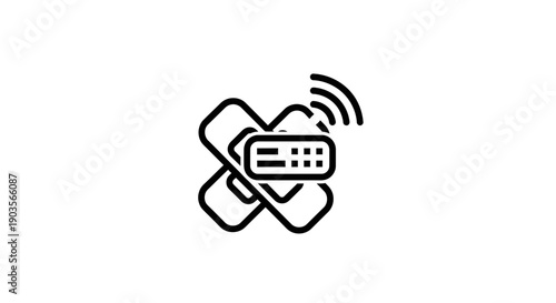 Medical Icon: Bandage with Wireless Signal, Minimal Flat Design