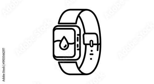 Smartwatch Health Tracking Icon: Water Drop for Hydration Monitoring