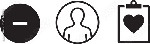 Circle Minus Circle User Clipboard Heart Profile Icon