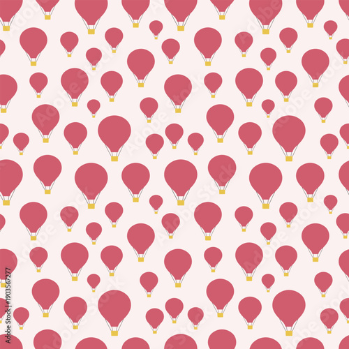 Minimalist hot air balloon seamless pattern illustration for baby nursery