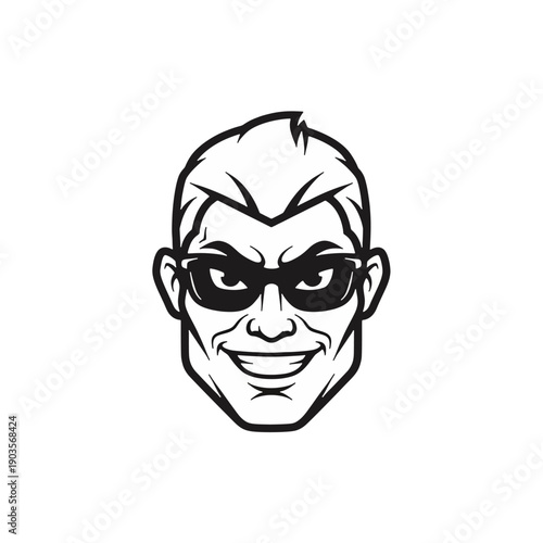 Illustration of a man wearing sunglasses with a confident expression, s17.eps style, vector graphic