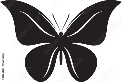 High-quality butterfly silhouette illustration in clean black vector style. Generative Ai