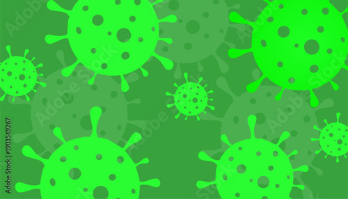Virus Seamless Pattern Background Set. Medical Microorganism Texture Collection. Green Germ Vector Illustration for Healthcare Design