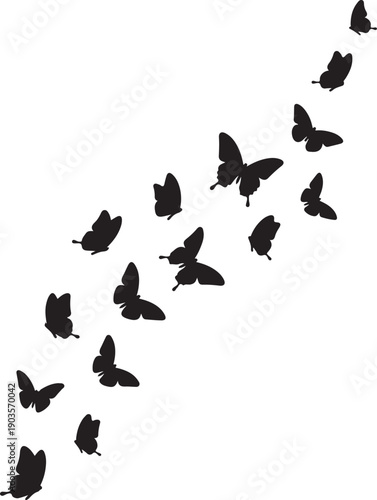 Elegant butterfly silhouette art in solid black for creative projects. Generative Ai