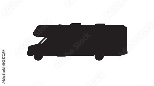 Recreational vehicle silhouette on transparent background rv icon camping car vector illustration