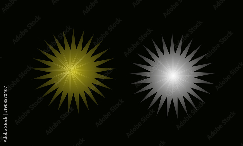 Fototapeta premium An abstract vector illustration featuring a bright explosion of light and glowing energy stars bursting against a black space background with vibrant blue color flares