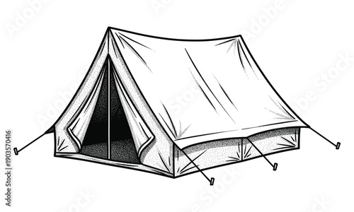 Vector illustration of vintage camping tent for outdoor adventure and travel