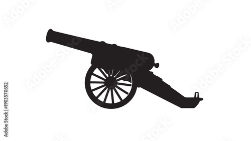 Cannon silhouette on transparent background historical artillery military weapon vector illustration