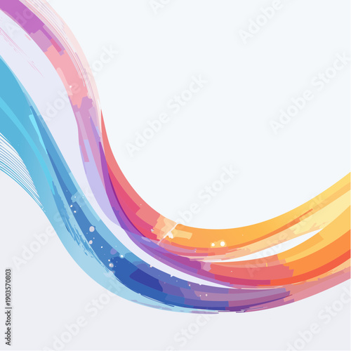 Dynamic Abstract Watercolor Waves on White Background Capturing Movement and Artistic Flair in Vivid Hues