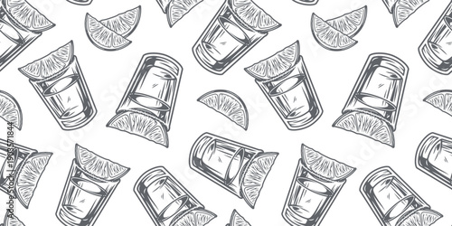 Pattern wallpaper of cocktail tequila bar design