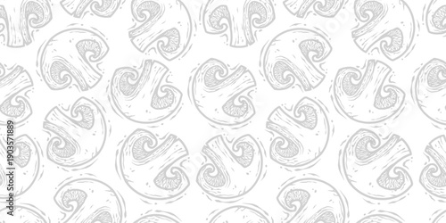 Autumn forest mushroom seamless pattern. Mushroom picking or background with nature fungi