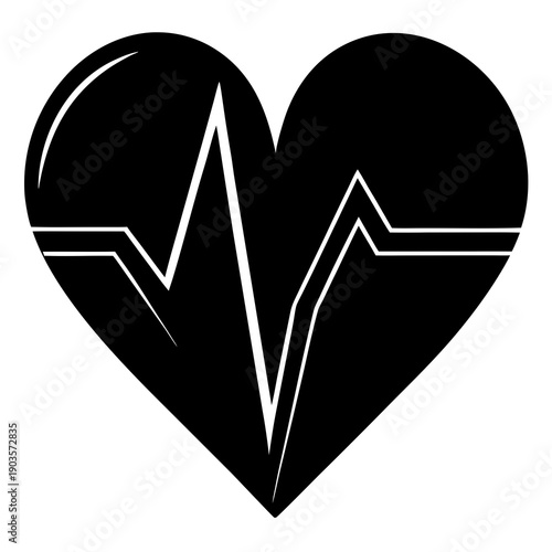 Modern Minimalist Heartbeat Rhythm Illustration isolated on White Background