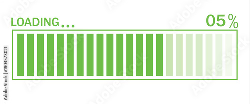 Vector illustration of a green loading bar isolated on a White background for websites and graphic resources. 05% loaded bar.