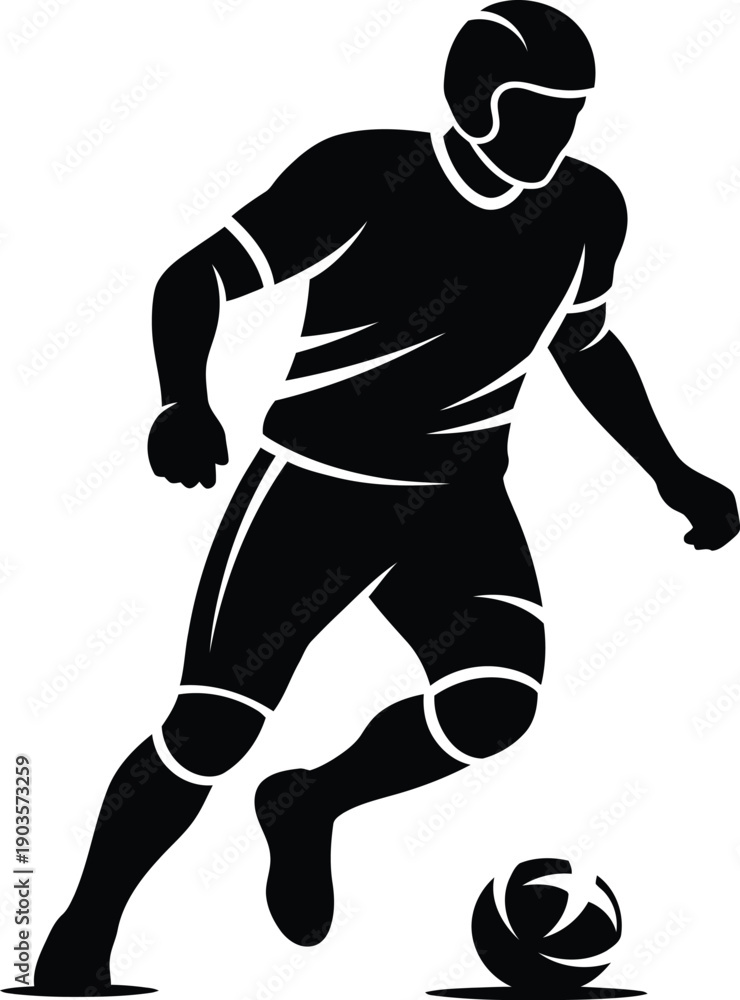 Naklejka premium A soccer player kicking a ball with dynamic movement and energy