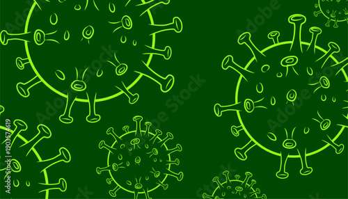 Nipah Virus Seamless Pattern Set. Medical Virus Background Collection. Microbiology Vector Illustration