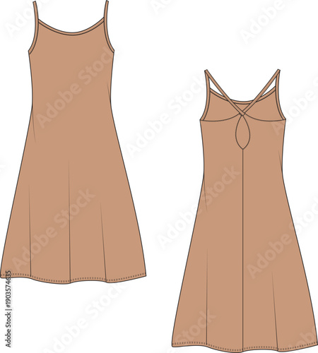 Womens Shoulder strap Dress with back cross strap