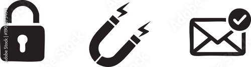 Lock Remove Magnet Mail Check Security Communication Icon