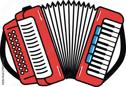 Mexican Accordion Vector Illustration with Festive Music Instrument Cartoon Style for Cinco De Mayo Celebration