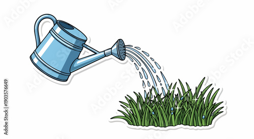 Easter Family Traditions Celebrations in Spring with watering can nurturing green plants and grass