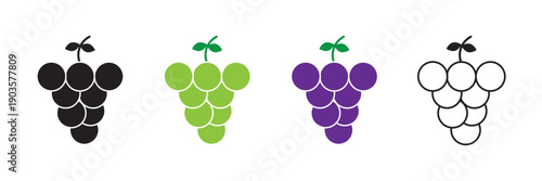 Grapes icon set. Linear style. Vector icons