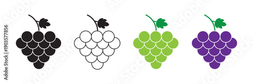 Grapes icon set. Linear style. Vector icons