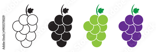Grapes icon in filled, thin line, stroke style for website and apps  