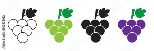 Autumn Harvest Logo Collection. Autumn harvests and organic food production. Icon set. Set Logo of Autumn harvests and organic food production: grape cluster