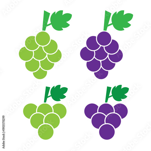 Autumn Harvest Logo Collection. Autumn harvests and organic food production. Icon set. Set Logo of Autumn harvests and organic food production: grape cluster