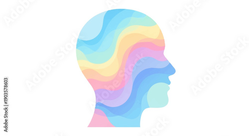 Abstract Colorful Mind Head Profile Creative Design Shape Illustration