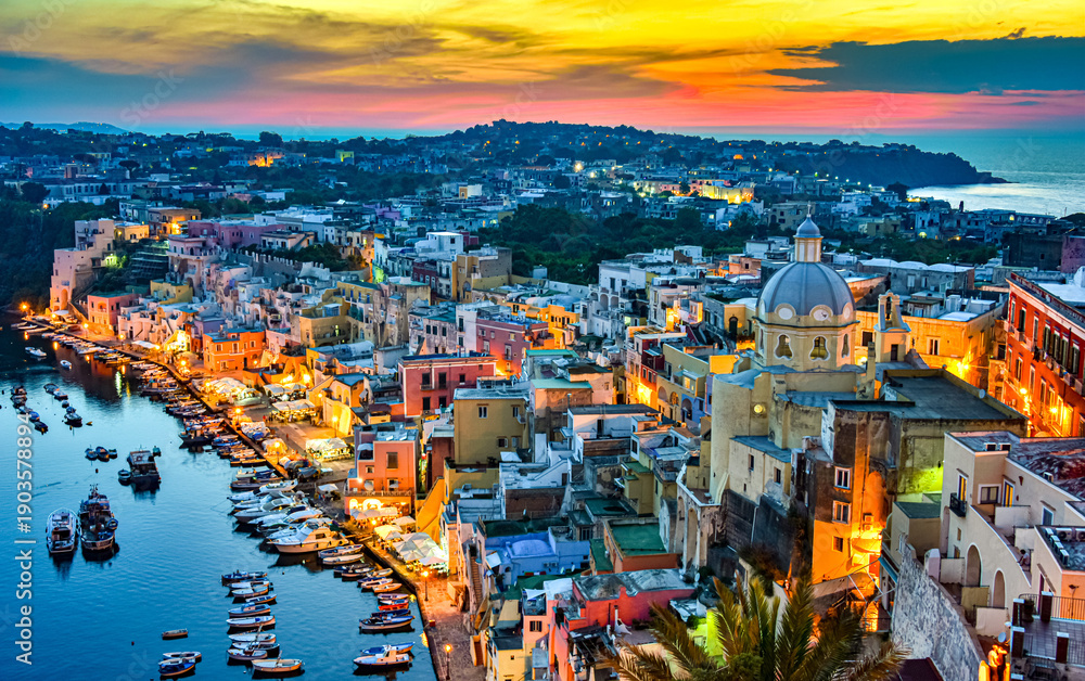 Fototapeta premium Panoramic view of Procida Island, Campania, Italy