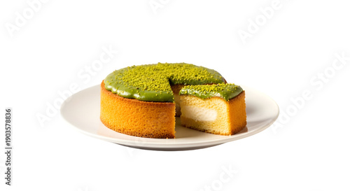 Delicious ramadan desserts isolated green cake on transparent background