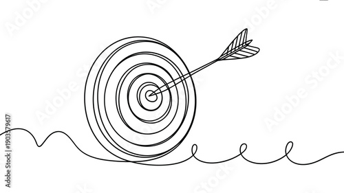 A simple line drawing of an arrow hitting the bullseye of a target