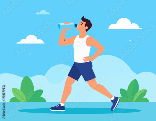 Flat vector illustration of healthy lifestyle concept