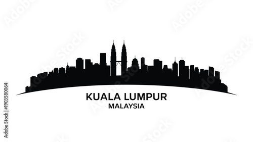 A black silhouette of the kuala lumpur skyline with city name below