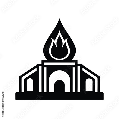 Zoroastrian Temple Flame Symbol