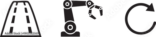 Road Robot Arm Rotate Left Transport Industry Icon
