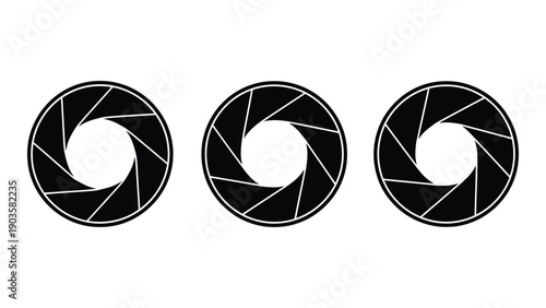 Three abstract circular patterns with intricate black lines on white background Vector
