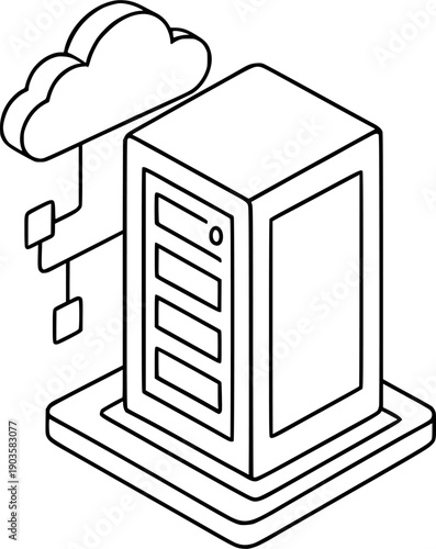 Cloud Server Data Center Line Icon Vector Illustration