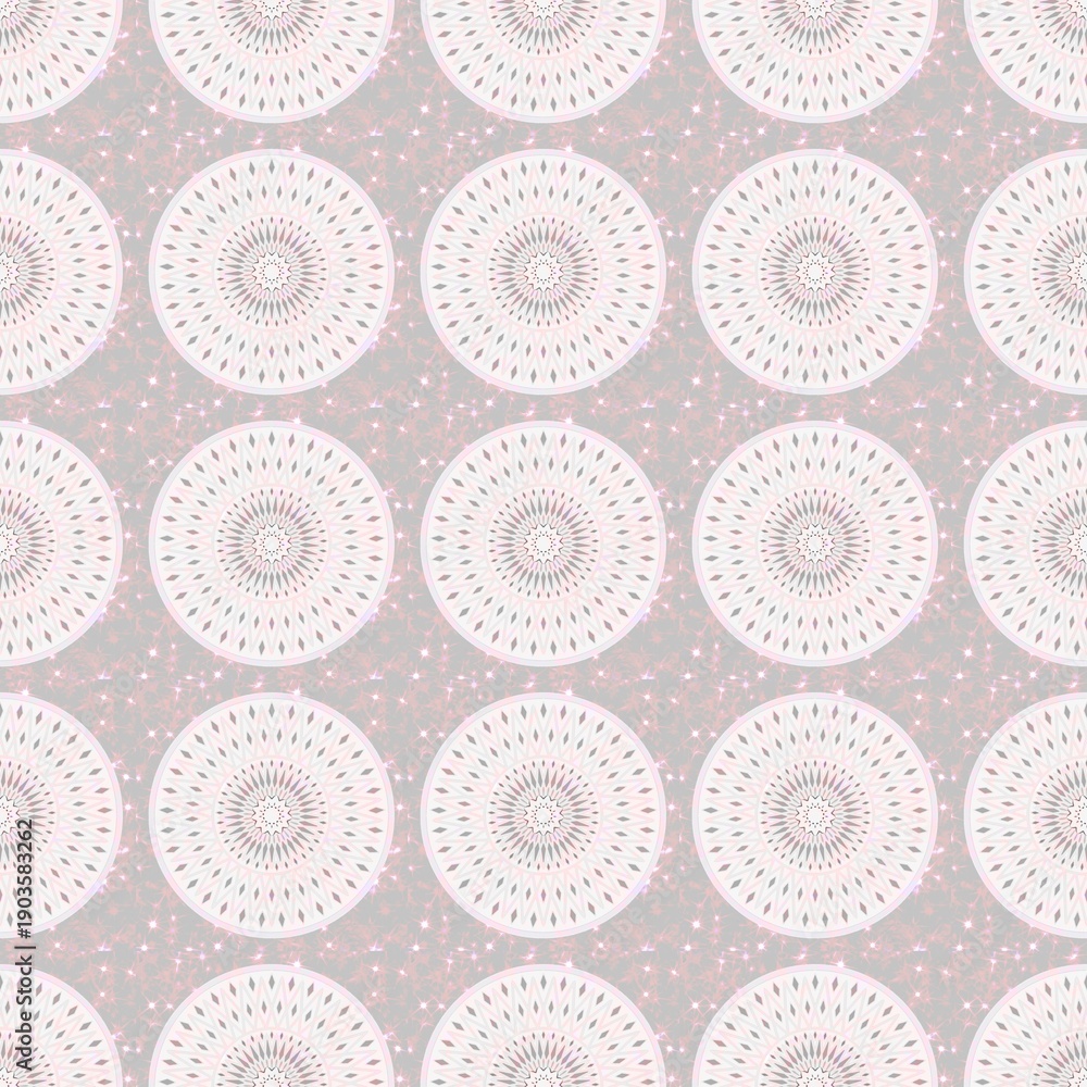 Fototapeta premium Soft Pink Luxury Mandala Seamless Pattern with Glitter Background