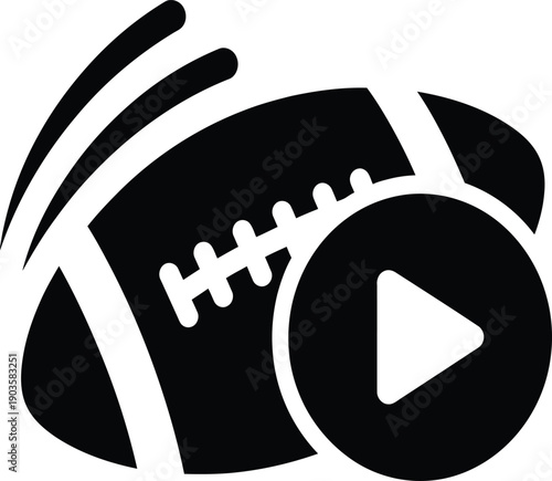 American football icon with a play button symbolizing sports video content.