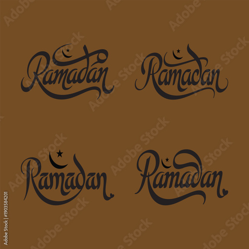 A Minimalist Typography Calligraphy Of This Word ''Ramadan'' Shiouette Vector Art