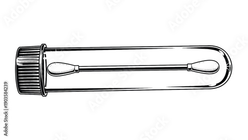 Test Tube with Cotton Swab Sample Collection Tool for Laboratory Diagnostics, Specimen Handling and Clinical Testing Protocols