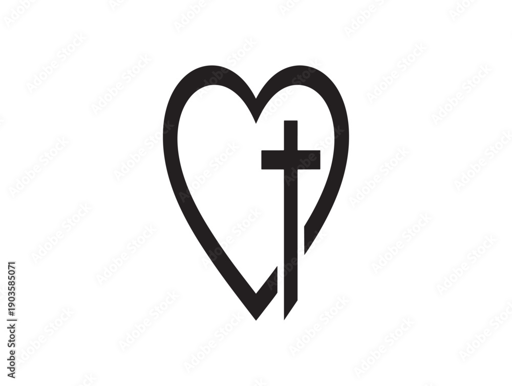 Obraz premium Heart with a cross symbol