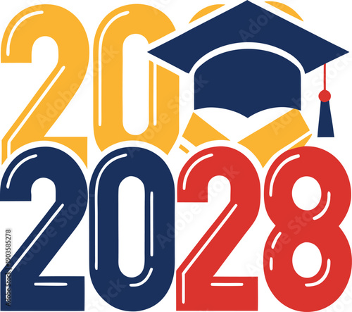 Class of 2028 Graduation Year with Cap